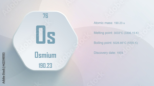 Modern periodic table element Osmium 3D Vector Illustration