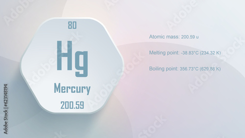 Modern periodic table element Mercury 3D Vector Illustration