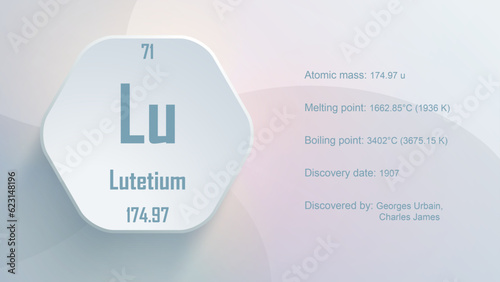 Modern periodic table element Lutetium 3D Vector Illustration