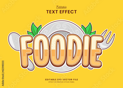 decorative editable cute foodie logo text effect vector design