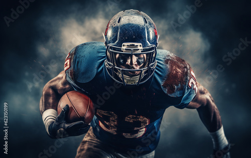 One american football sportsman player isolated. Generative AI © Malchevska Studio