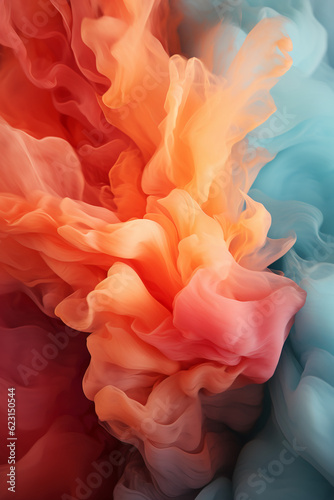 Multicolor background of fog clouds, red and orange colors. AI generative