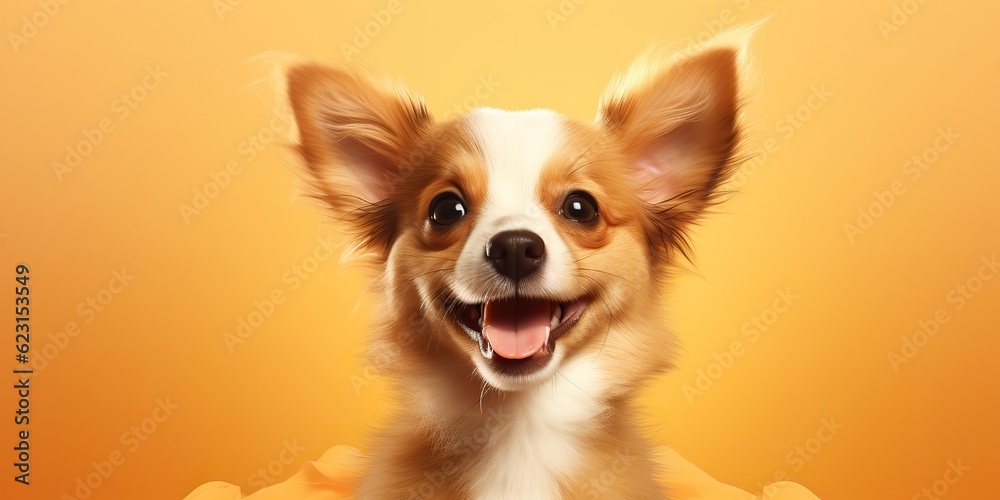 AI Generated. AI Generative. Happy cite smile dog frontal face frontal portrait. Animal pet food promotion marketing. Graphic Art AI Generated. AI Generative. Happy cite smile dog frontal face frontal portrait. Animal pet food promotion marketing. Graphic Art