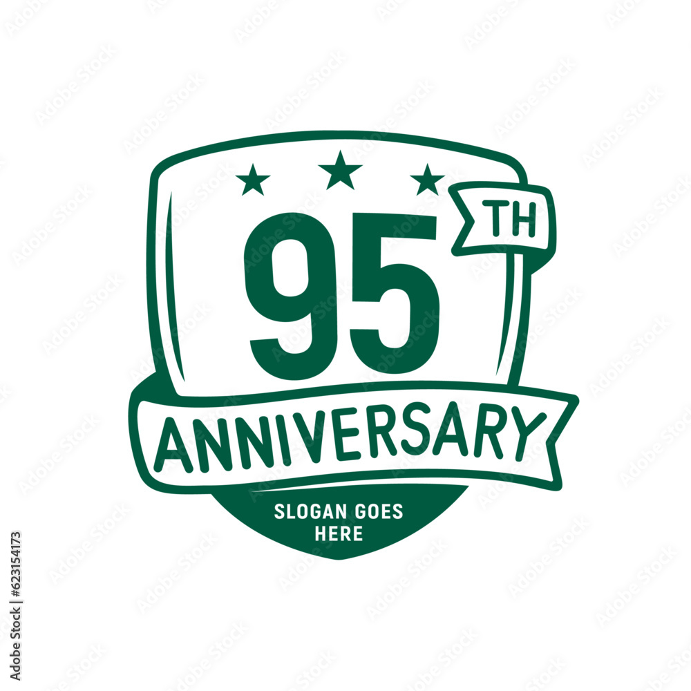 95 years anniversary celebration shield design template. 95th anniversary logo. Vector and illustration.
