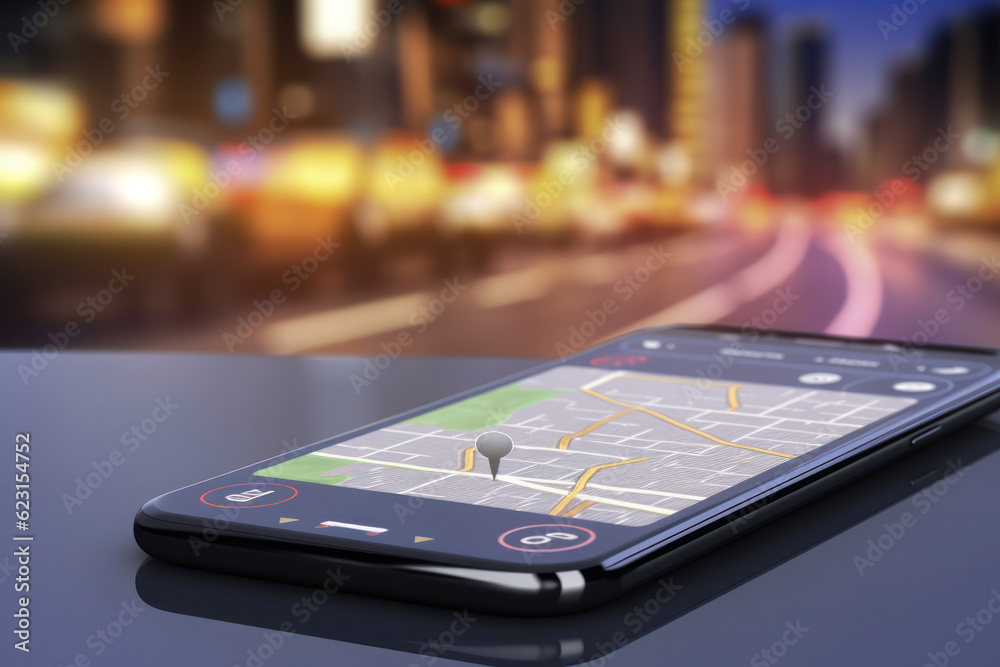Mockup of mobile device with navigation and gps location marking. Mockup of mobile device with navigation and gps location marking.