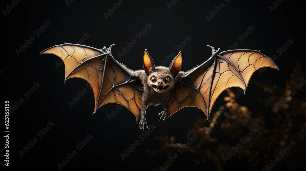 
Halloween  image of a flying bat on a dark background. Generative AI.
