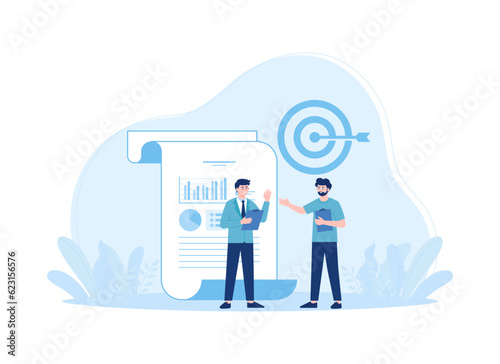 Business cooperation for target designing trending concept flat illustration
