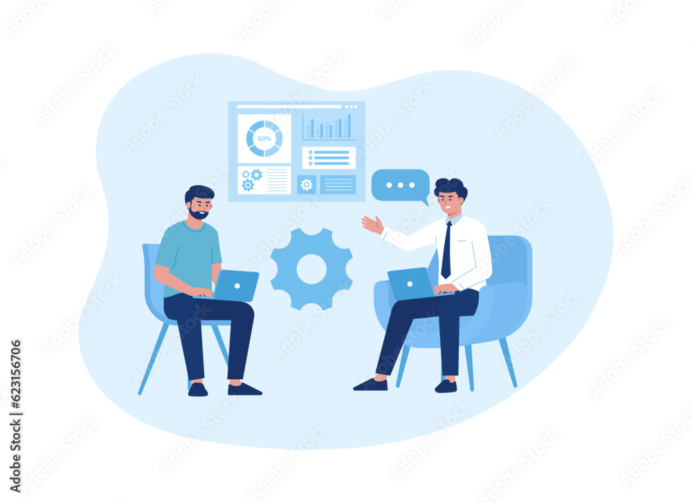 Work project meetings trending concept flat illustration