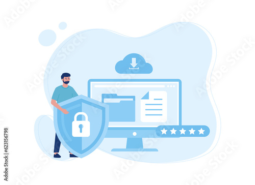 Data entry security trending concept flat illustration