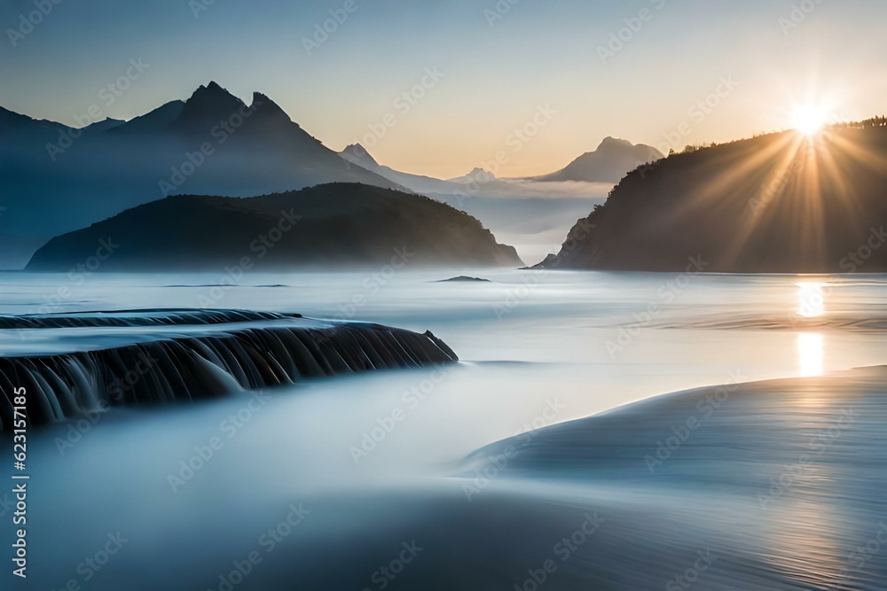 Fototapeta premium sunrise over the sea generated ai