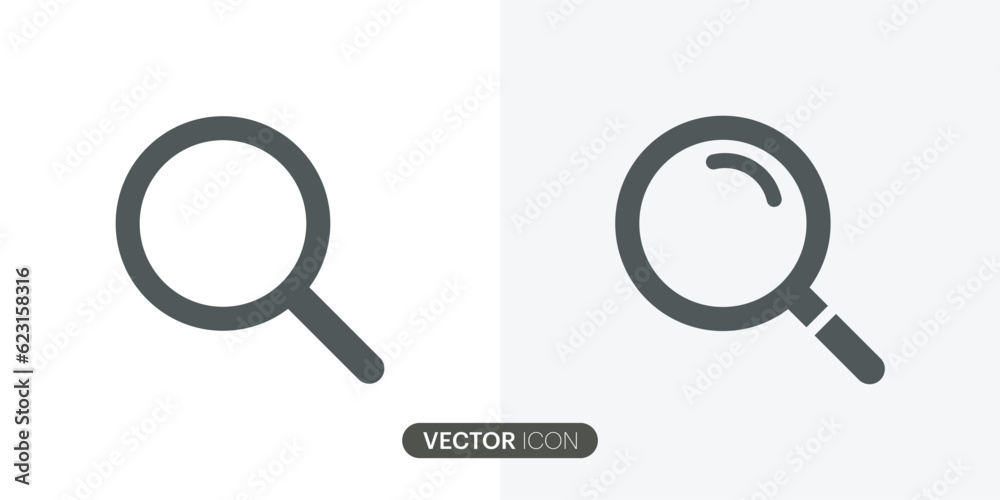 Search icon or Magnifying glass icon. designed in a simple icon, One of set web icons trendy flat styles in vector format Search icon or Magnifying glass icon. designed in a simple icon, One of set web icons trendy flat styles in vector format