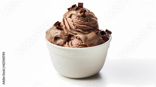 scoop chocolate ice cream on bowl AI Generative 