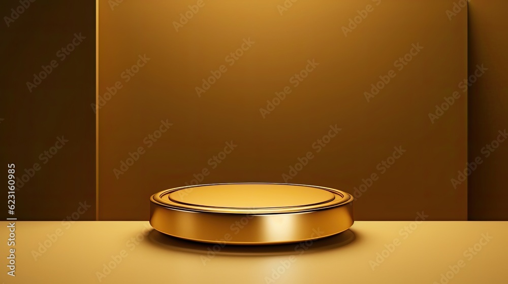 Golden podium on a brown background. 3d rendering, 3d illustration Golden podium on a brown background. 3d rendering, 3d illustration