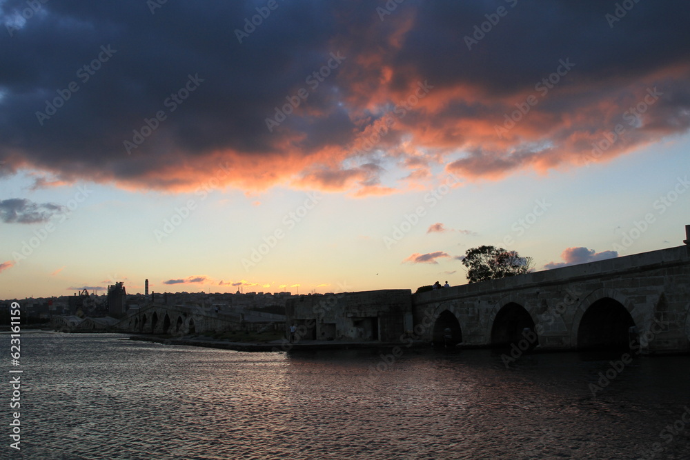 Life at sunset on Mimar Sinan Bridge