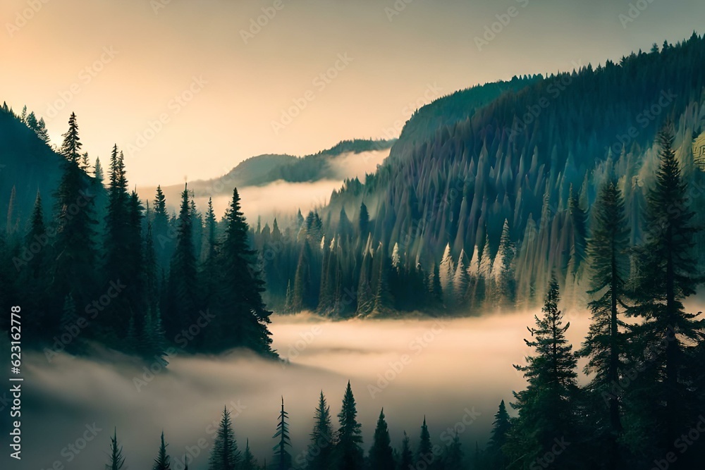 Obraz premium sunrise in the mountains generated ai