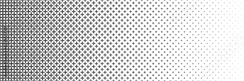 horizontal black halftone of sharp cross or plus design for pattern and background.