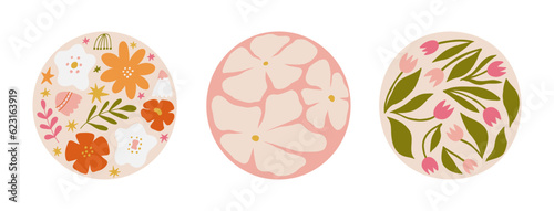 Modern floral posters with flowers. Abstract art. 