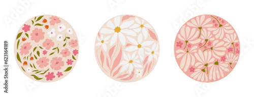 Modern floral posters with flowers. Abstract art. 