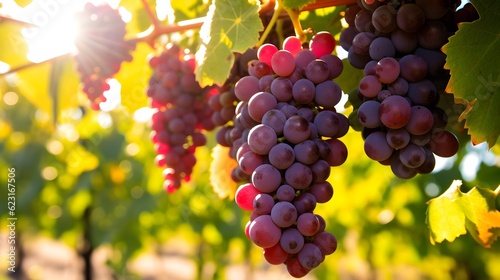 Des grappes de raisin rouge dans une vigne photo