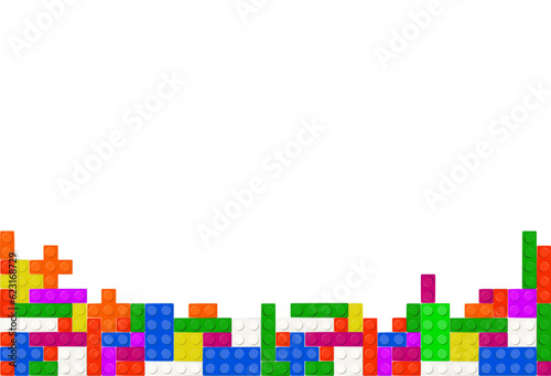Seamless vector of building blocks toy like blocks. Colorful plastic toy bricks for children Brick toy design seamless for kids fashion. Vector