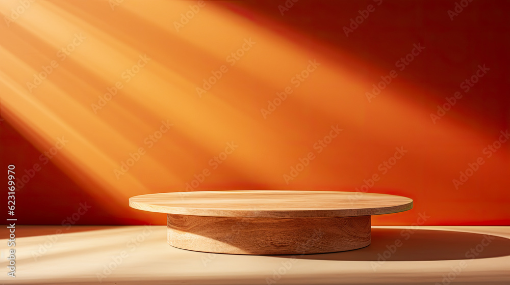 Brown background for product display with shadows and natural sun light illustration.