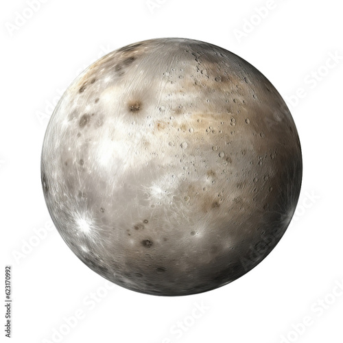 Mercury planet isolated on transparent background cutout. High resolution.