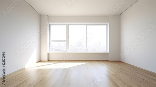 white apartment empty room no furniture clean space interior daylight image ai generate