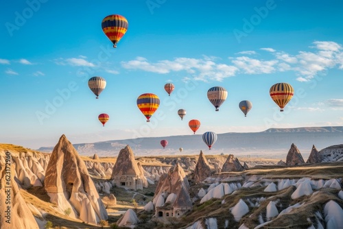 Colorful Balloons Floating Over Cappadocia, Turkey