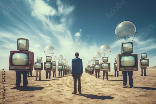 Leinwand Poster TV Slavery: Illustration of Mind Control by Mass Media