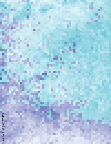 Pixel Art design - blurred background. Blue mosaic pattern. Vector clipart