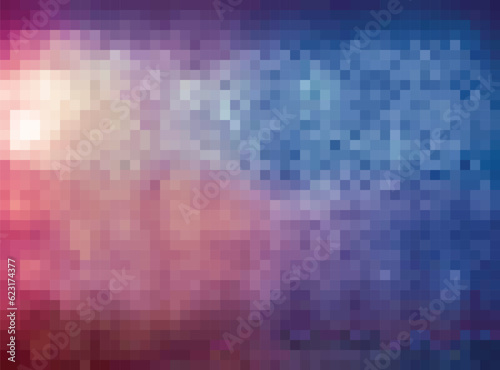 Pixel Art design - blurred background. Colorful mosaic pattern. Vector clipart