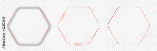Rose gold glowing rounded hexagon frame