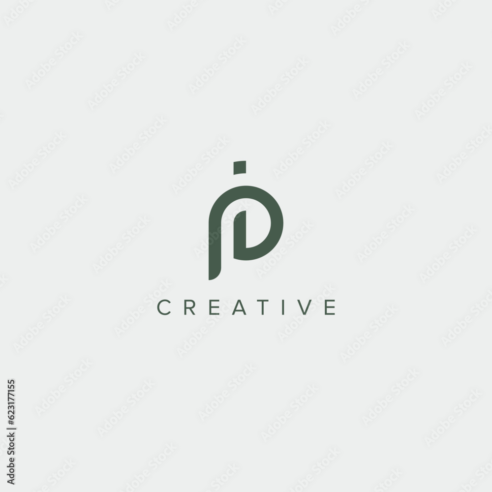 Alphabet letter PI IP logo design template - vector. Stock Vector ...