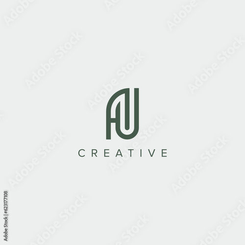 Alphabet letter AU UA logo design template - vector.