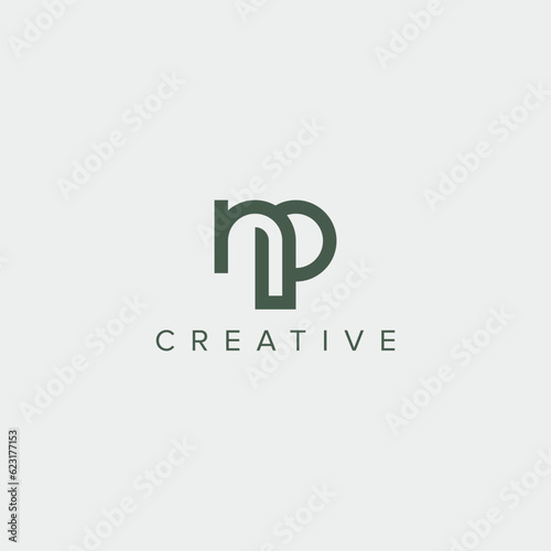 Alphabet letter NP PN logo design template - vector