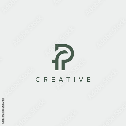 Alphabet letter PF FP logo design template - vector.