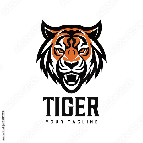 Tiger logo  mascot tiger head  simple  modern  vintage  design template vector illustration