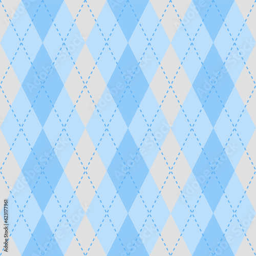 Argyle vector pattern. Argyle pattern. Blue argyle pattern. Seamless geometric pattern for clothing, wrapping paper, backdrop, background, gift card, sweater.