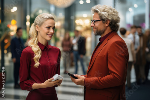 A female employee standing is giving advice to a new employee