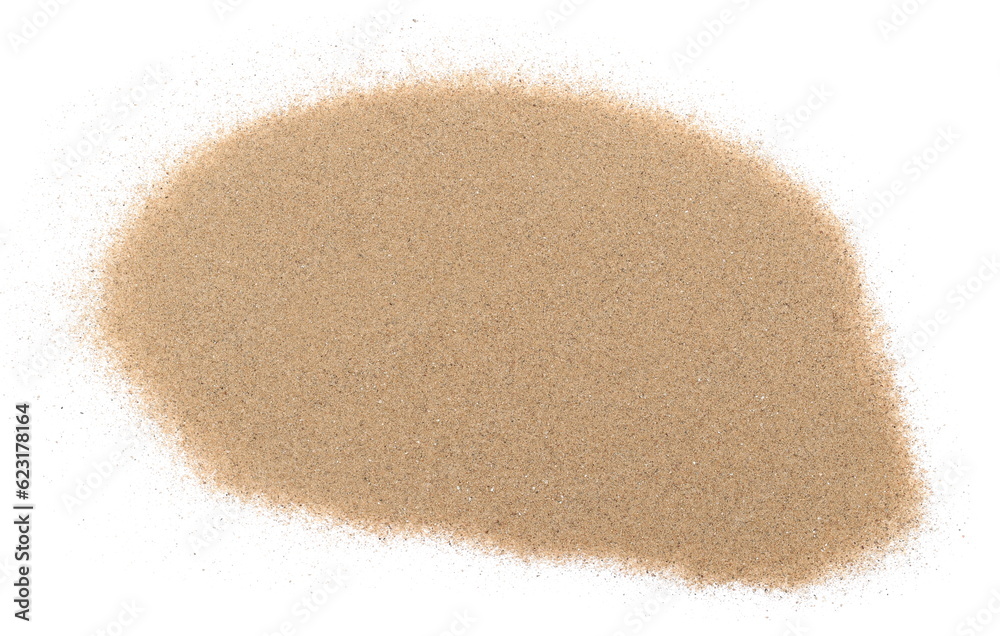 Pile desert sand isolated on white background, top view Pile desert sand isolated on white background, top view