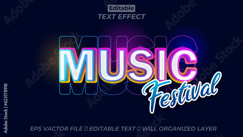 Free vector editable music festival text effect, 3d text effect