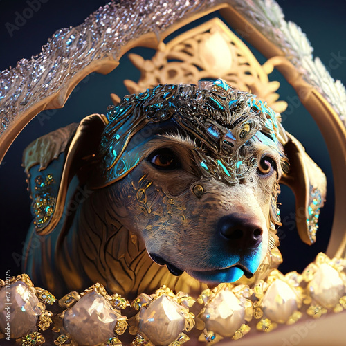 A captivating close-up of a real dog, showcasing detailed features and authentic expressions, all preserved with the same thematic style. Created with Generative AI technology. (ID: 623179175)