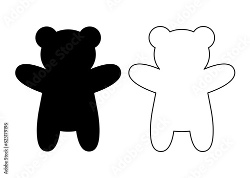 Bear cookie shape. Vector cookie cutter design. Standing teddy bear black illustration, icon. Die cut, laser cutting. Shape for cutting.