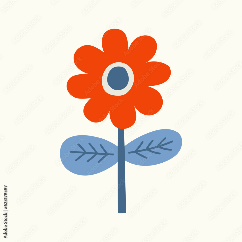 Flower, vector illustration. Decorative abstract art on isolated background. Flower, vector illustration. Decorative abstract art on isolated background.