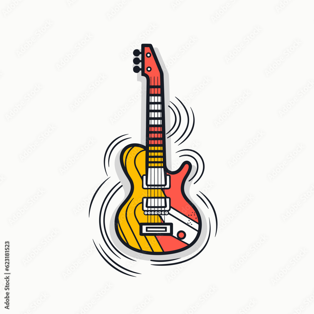 Fototapeta premium Electric guitar hand-drawn comic illustration. Electric guitar. Vector doodle style cartoon illustration