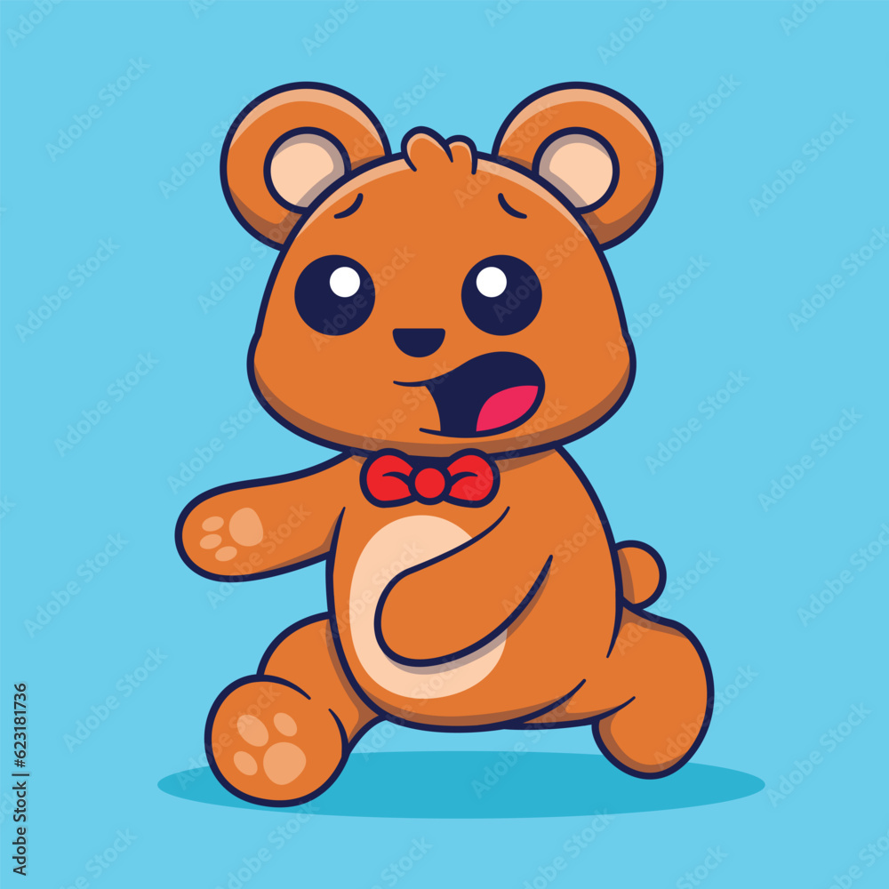Cute bear mascot running scared vector cartoon illustration Cute bear mascot running scared vector cartoon illustration