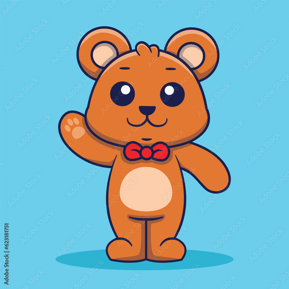 Cute bear waving mascot logo vector illustration Cute bear waving mascot logo vector illustration