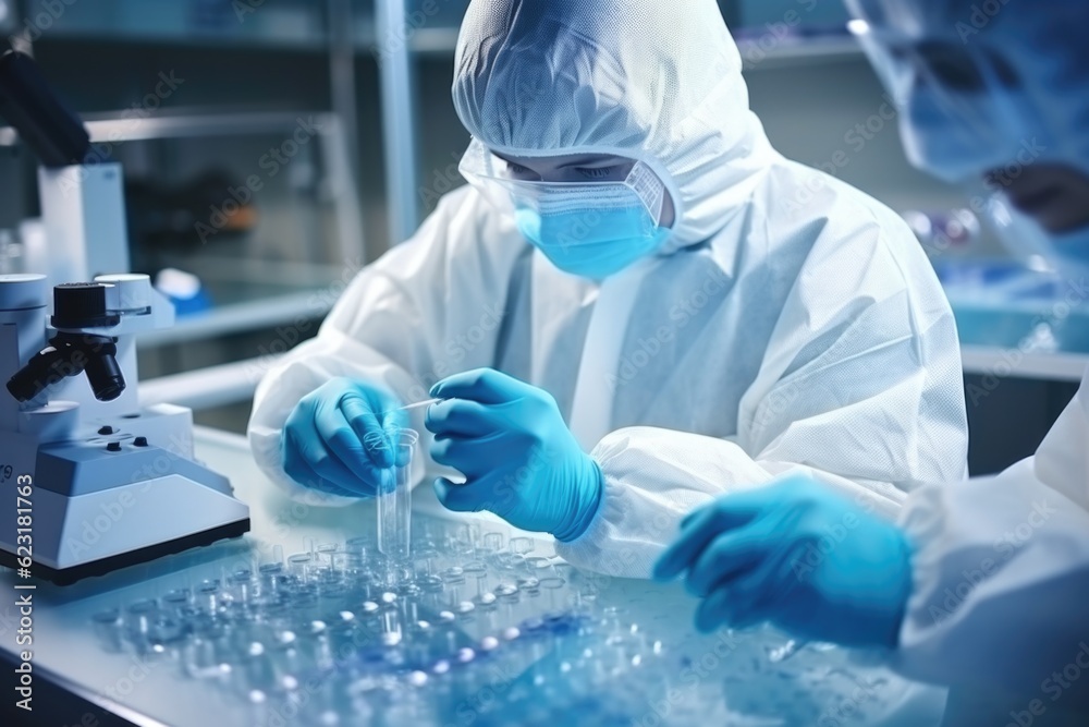 Scientists Conducting Research in High-Security Laboratory Generative AI Scientists Conducting Research in High-Security Laboratory Generative AI