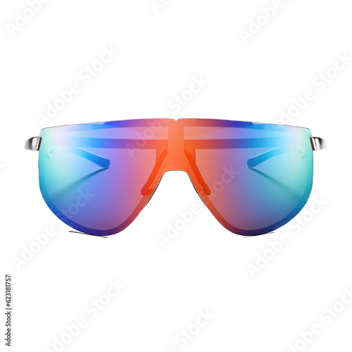 Gradient shield sunglasses isolated on transparent background. Generative AI © Olezhan