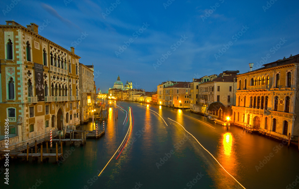 canal view in venice from a bridge
